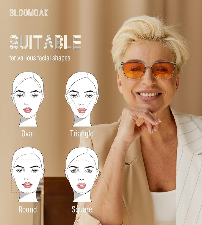 Bloomoak-99% Blue Green Light Blocking Glasses - Gaming Glasses - Anti Glare - Anti Fatigue -Suitable for Screens, Games, TVs