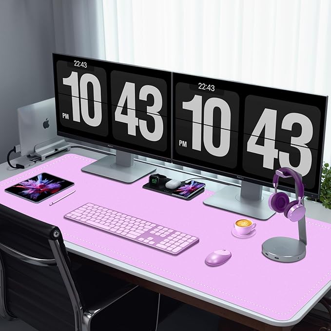 Large Desk Pad, 47.2" x 17" PU Leather Desk Mat for Desktop, Non-Slip Office Desk Mat for Desk, Desk Blotter Pad, Waterproof Computer Pad for Desk, Keyboard Mats for Home & Office (Violet)