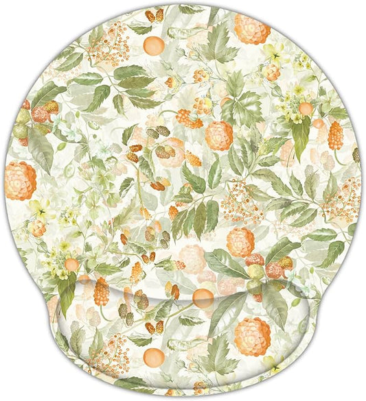 RICHEN Ergonomic Mouse Pad with Wrist Support,Non-Slip Rubber Base for Computer Laptop & Mac,Lightweight Rest for Home,Office & Travel (Orange Flowers)