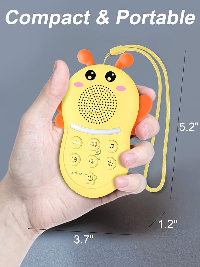 Portable Sound Machine for Baby,White Noise Sound Machine for Babies and Kids,Rechargeable Lullaby Machine with Light,Travel Sound Machine for Sleep,Great for Baby Registry Gift