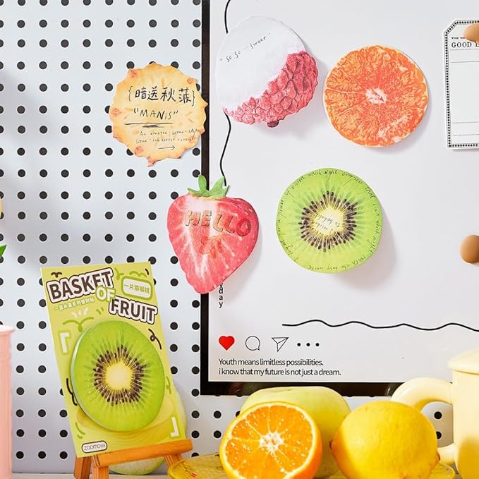 6 Pads Fruit Cute Reusable Funny to Do List Stick Note Strawberry Kiwi Orange Lychee Apple Pineapple Note