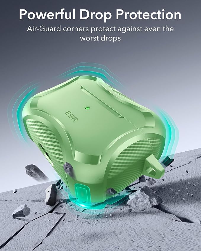 ESR for AirPods Pro 2nd Generation Case, Compatible with Airpods Pro Case 2nd/1st Gen (2023/2022/2019), Compatible with MagSafe, Powerful Drop Protection, Magnetic Lid with Cleaner Kit, Light Green