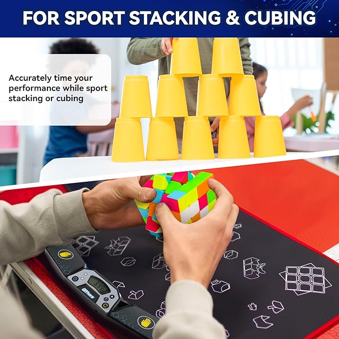 Speed Cube Timer, Cube Race Stack Competition Accuracy to 0.001 Seconds, Speed Stacks Timer with Display, Great Gift for Boys and Girls