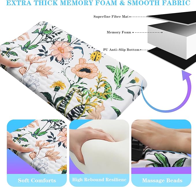 Computer Keyboard Stand with Wrist Rest, Ergonomic Tilted Keyboard Holder - Keyboard Riser with Wrist Pad - Keyboard Tray Support for Office Home - Wild Grass