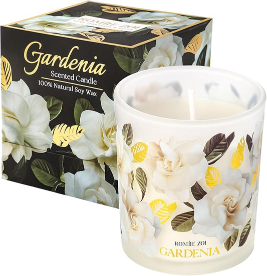 Scented Candle - Gardenia - 6oz Aromatherapy Soy Wax Jar Candle for Home, Gifts for Women - 170g