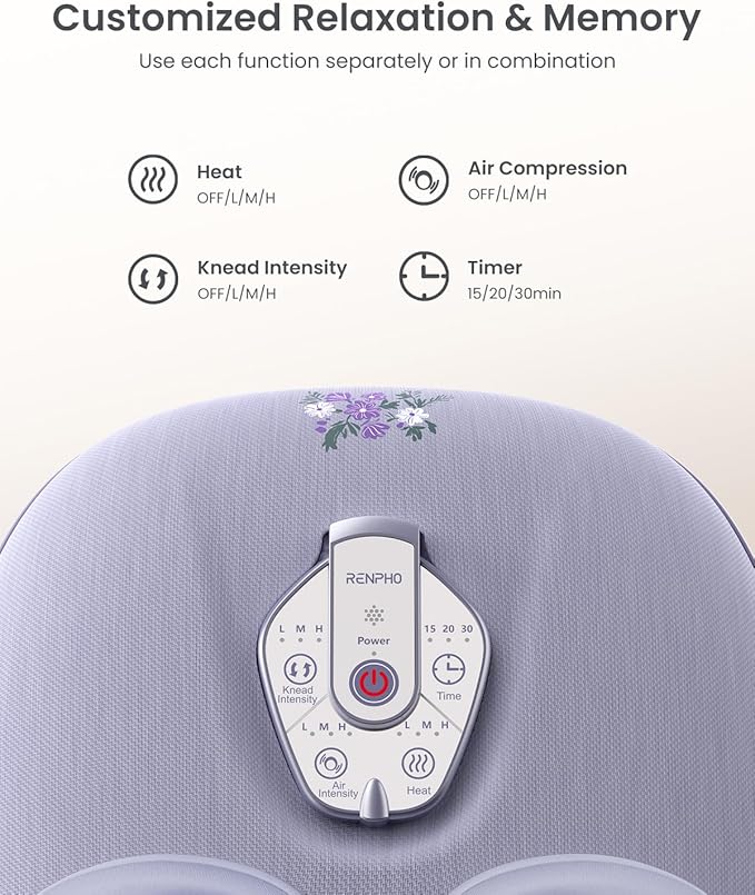 RENPHO Foot Massager Machine with Heat [2025 Upgraded], Shiatsu Foot Massager for Plantar Fasciitis, Birthday Gifts for Women, Wireless Control, D003R-VT
