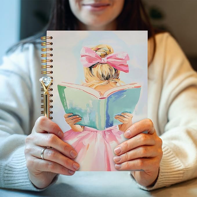 Reading Spiral Notebook 5.5x8.3, Book Lovers Gifts, Gifts for Readers Bookish Book Lovers Women, Preppy Girls Reading Journal Notebooks for Note Taking