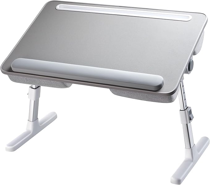 HUANUO Laptop Bed Desk, Laptop Tray Computer Lap Desk for Bed Couch Sofa, Bed Tray for Working, Eating, Foldable Lap Stand Table with Height Adjustment & 35° Adjustable Tilt Angle, HNLD19G
