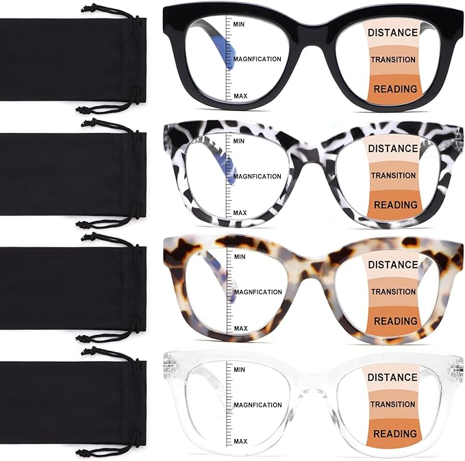 Progressive Multifocus Reading Glasses for Women Men Blue Light Blocking Computer No Line Multifocal Readers