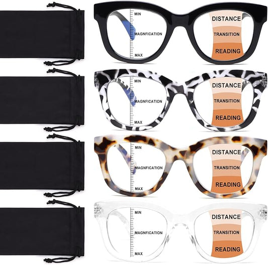 Progressive Multifocus Reading Glasses for Women Men Blue Light Blocking Computer No Line Multifocal Readers