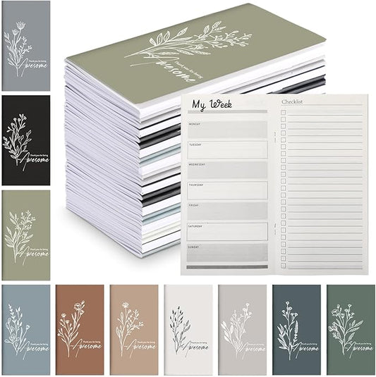Qilery 30 Pcs Open House Gifts Bulk Habit Tracker Planner Bulk 2025 Pocket Calendars to Do List Weekly Goals Notepads for Employee Appreciation Housekeeping Teacher Welcome Gifts(Aesthetic Positive)