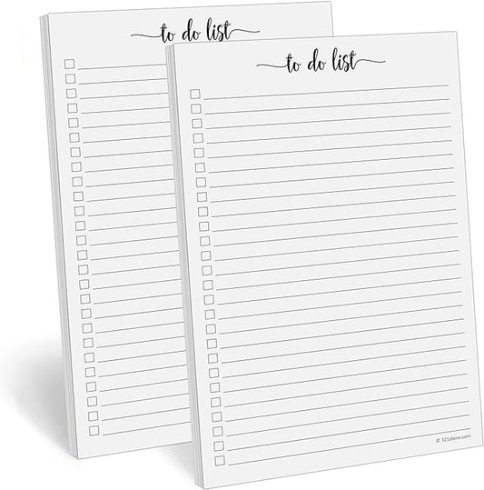 321Done To Do List Notepad - Pack of 2-50 Sheets (5.5" x 8.5") To-Do's Notepad Tear Off, Planning Memo Pad, Planner Checklist Organizing - Made in USA - Simple Script - College-Ruled