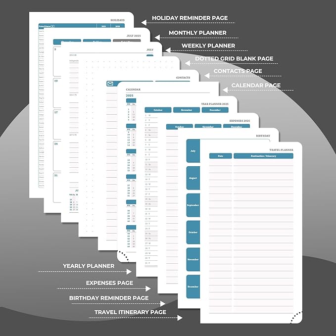 Planner 2025-2026 Daily Weekly and Monthly,6.5"x3.75",18 Months Spiral Bound Calendar Agenda with Self-adhesive Pen Holder,2026 Academic Plan with Vegan Leather Soft Cover,Black