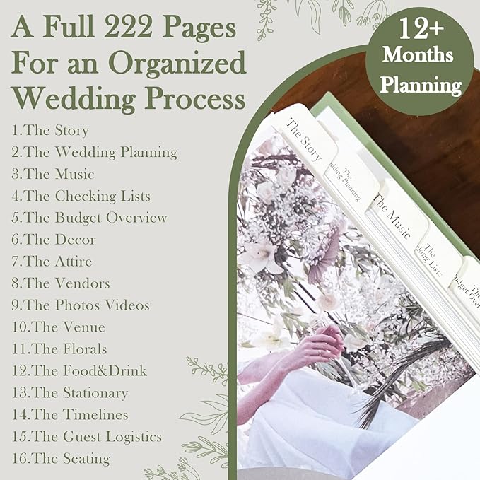 Wedding Planning Book and Organizer for Bride Newly Engaged Couples 222 Pages Bridal Wedding Planner Organizer Notebook with Sticker Checklists & Calendars for Bride To Be