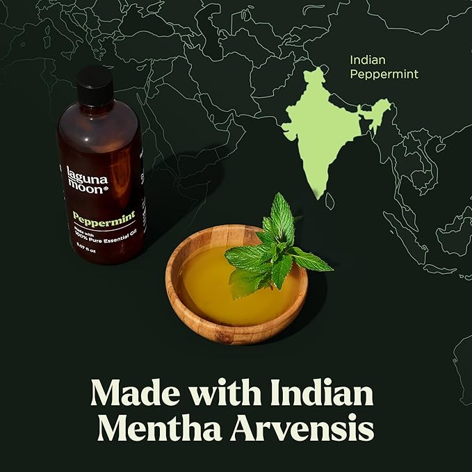 Lagunamoon Peppermint Oil - Natural Pure Essential Oils for Diffusers, Aromatherapy, Humidifiers, Candle Making Scents - Fresh Fragrance Scents for Home, Office, Cars and Cleaning Products (150mL)