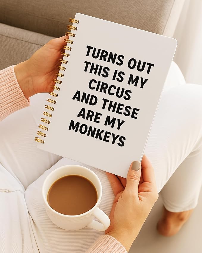 Funny Office Supplies Notebook, Work Journal Notebook for Women Men Coworkers, Turns Out These Are My Monkeys and These Are My Monkeys Humor Spiral Notebook, 5.5x8.3 Inch 564