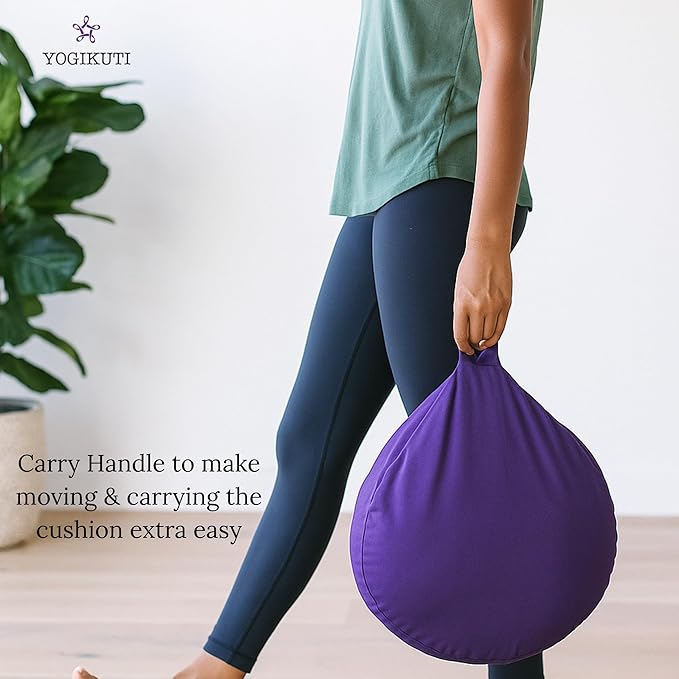 Yogikuti Meditation Cushion – 100% Pure Cotton Zafu for Comfortable Meditation & Yoga – Floor Sitting Pillow for Mindfulness & Support
