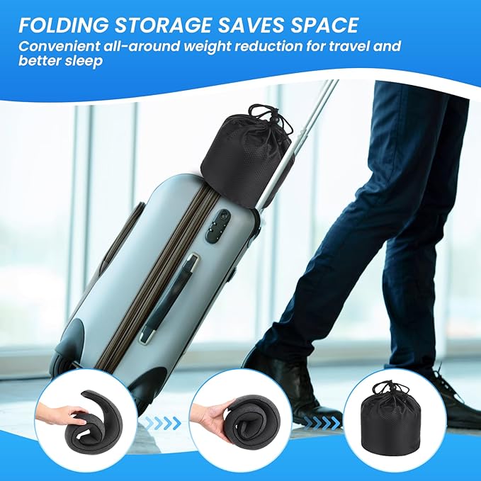 Badink® Memory Foam Neck Travel Pillow, Neck Pillow Airplane with MagicStrap – Adjustable Ergonomic Travel Pillow for Office/Airplane/Car, Washable Cover, Portable Cervical Support （Darkgrey）