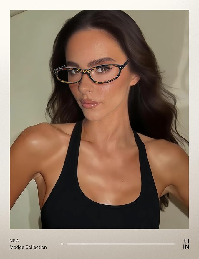 TIJN Olisa Blue Light Blocking Glasses for Women Men,Oval Glasses Frame Bluelight Glasses for Gaming/Computer/Screen