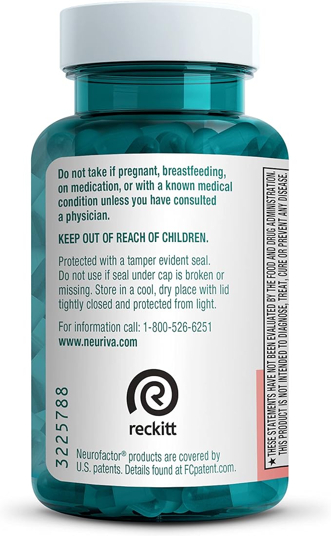 NEURIVA Original Decaffeinated Clinically Tested Nootropic Brain Supplement for Memory, Focus & Concentration, NeuroFactor & Phosphatidylserine, 28ct Capsules