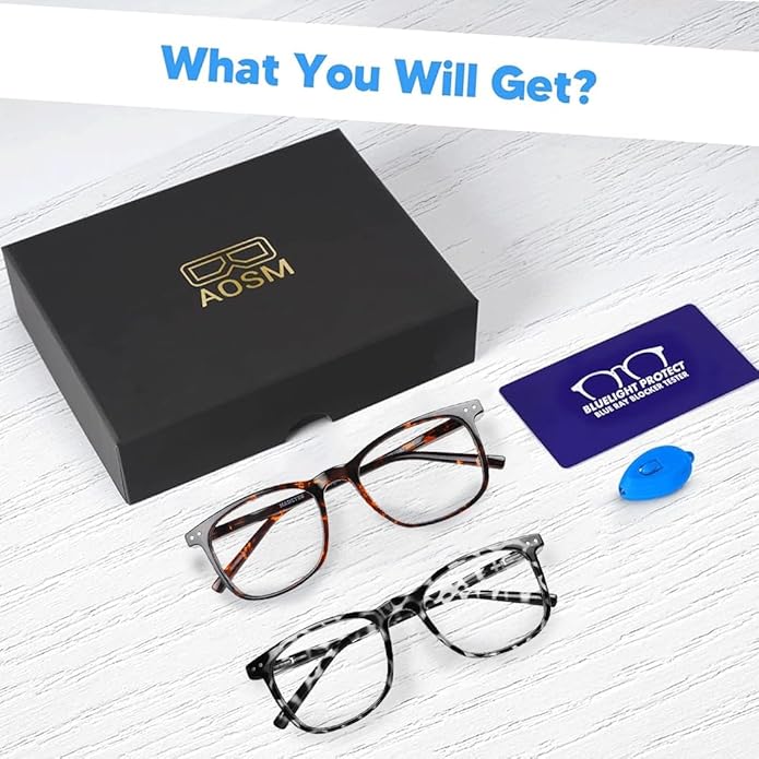 Blue Light Blocking Glasses, Blue Blocker Computer Glasses for Men Women, Anti Glare 400 UV & Eye Strain Fake Square Glasses