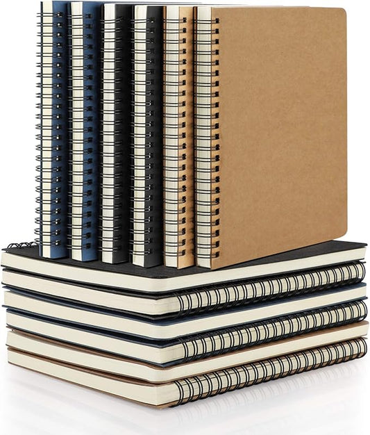 EUSOAR College Ruled Spiral Notebook, A5 12 packs 5.5"X8.3" 120 Pages Lined Travel Writing Notebooks Journal, Memo Notepad Sketchbook, Students Office Business Subject Diary-3 Colors