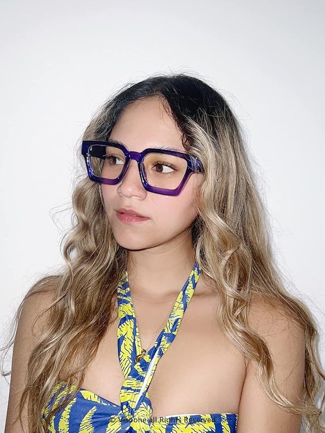 VISOONE Blue Light Blocking Glasses with TR90 Rectangle Frame and Chic Preppy Look for Women Men RIVER