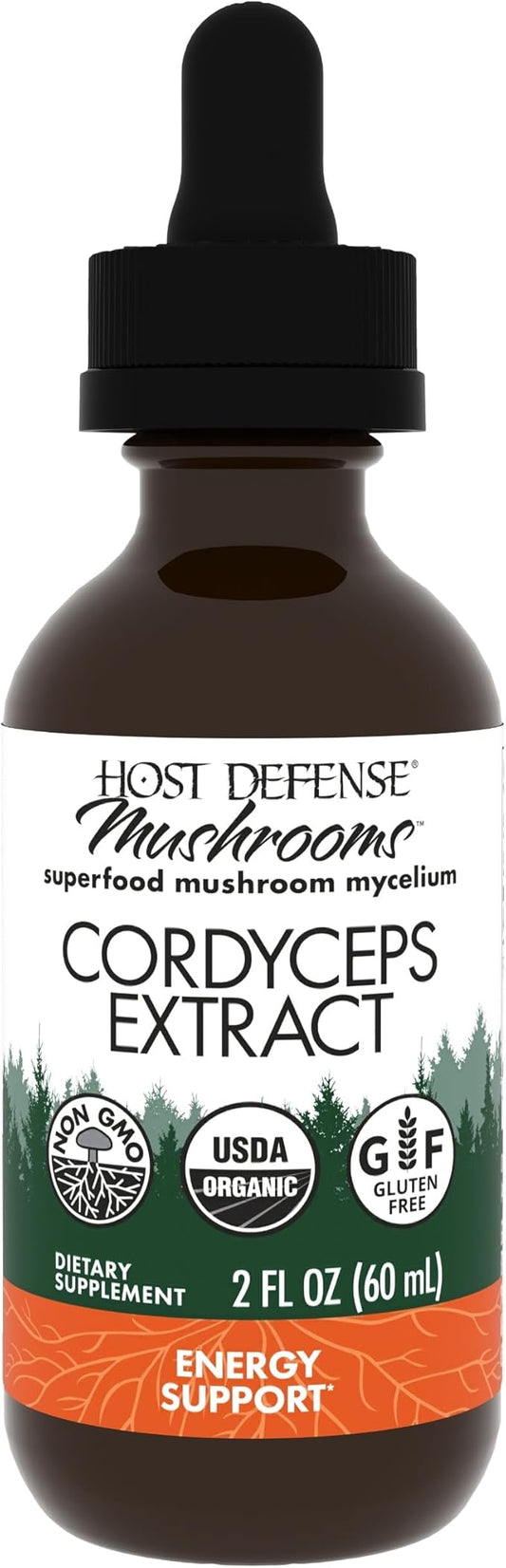 Host Defense Cordyceps Extract - Immune & Energy Support Supplement - Kidney Health Supplement with Cordyceps - Fitness Support to Aid Oxygen Uptake - 2 fl oz (60 Servings)*