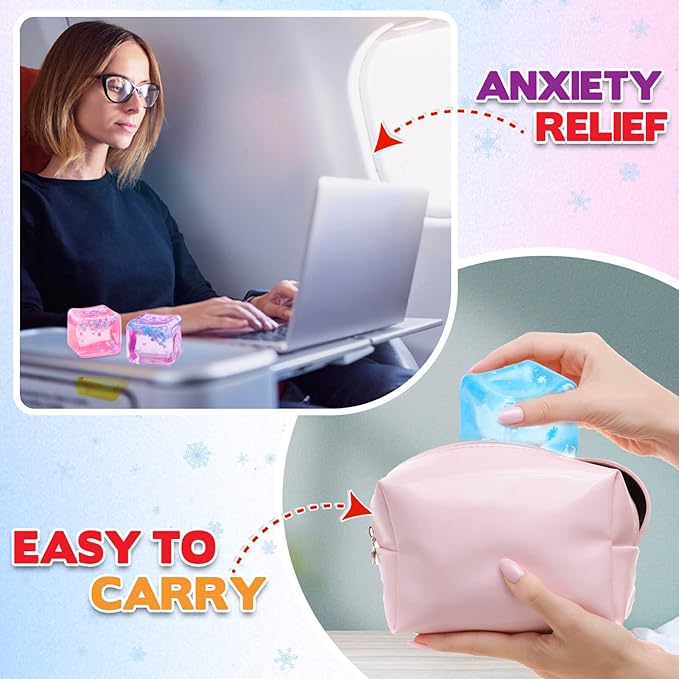 Ice Cube Fidget Toy for All Ages: 3 Pcs Sensory Squishy Fidget Toys, Square Stress Balls, Classroom Prizes, Anxiety Relief Stress Cube Gift for Kids Teens Adults