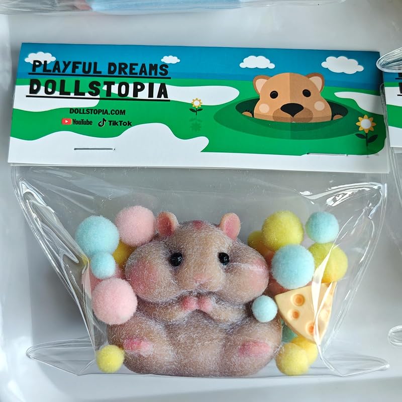 Handmade Flocked Hamster Taba Squishy Toy - Cute Realistic Silicone Animal Fidget Sensory Toy, Ultra-Soft Stress Relief Squeeze Toy for Relaxation Gift (Brown)