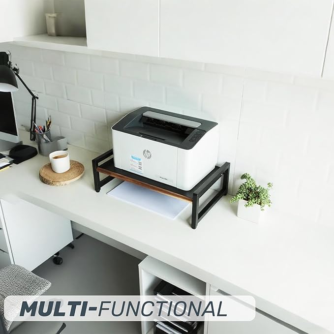 Monitor Riser,Monitor Stand for Desk -Metal Computer Riser with Solid Wood Decorative Strips.Desk Storage for Office, Home (no Storage)