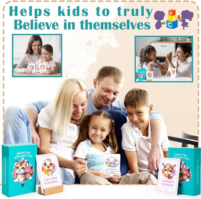 BHW- Daily Positive Affirmations Cards for Kids Mindfulness Skills Positive Messages Inspirational Card Mindful Kids Cards Kindness Notes Kid Affirmation Meditation Cards for Teens 52Pcs
