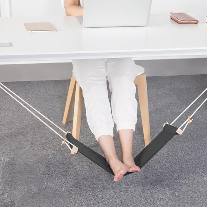 Auoinge Foot Hammock Under Desk FootRest | Adjustable Office Foot Rest Under Desk | Portable Desk Foot Hammock with Headphone Holder