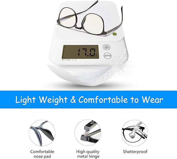 Blue Light Blocking Glasses for TV Phone Computer Gaming Screen Men and Women, TR90 Frame, Anti Eyestrain UV, 2 Pack