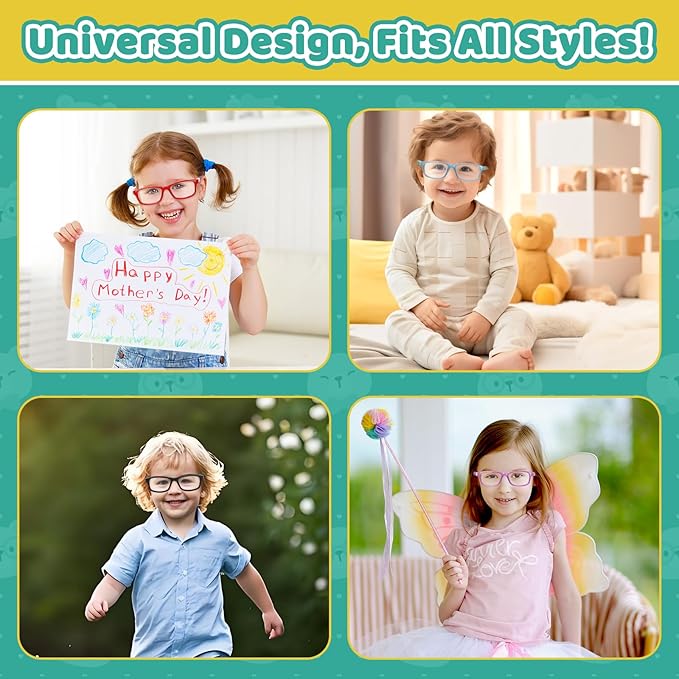 BiBiBear Toddler/Kids/Teens Glasses - Unbreakable TR90 Frame, 180° Flexible, Lightweight & Safe Glasses for Kids Age 2-15
