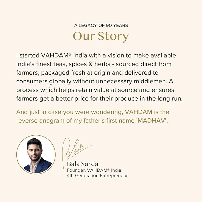 VAHDAM, Turmeric Moringa Tea Bags (100 Herbal Tea Bags) Caffeine Free, Non GMO | 100% Pure Herbal Blend - Sweet & Earthy | Resealable Ziplock Pouch