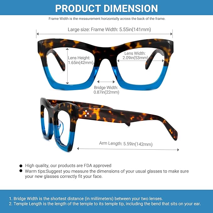 VOOGLAM Stylish Rectangle Blue Light Blocking Glasses for Women Anti Eyestrain Dry Eyes Eyewear Sienna