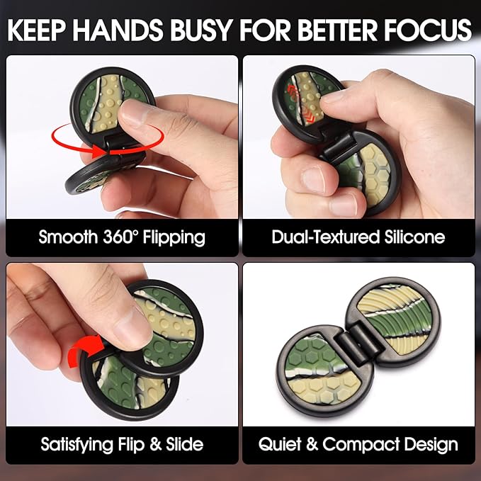 Fidget Toys Adults, Sensory Toys for Kids with Autism, Anxiety Relief Items for ADHD Stress Relief, Fun Fidgets for Teens Textured & Flip Slider - Treasure Box Toys for Classroom (1pc-Camo)