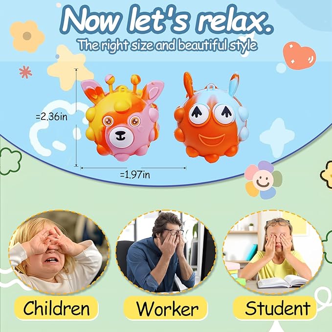 24 Pack Pop Fidget Toys Bulk 3D Stress Ball Toy, Party Favors for Birthday, Sensory Toys Bulk Squeeze Toys, Stress Relief, Easter Basket Stuffers, Classroom Prizes Stocking Stuffers for Adults Toddler