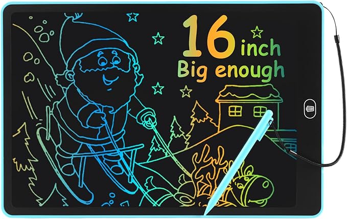 16 inch LCD Writing Tablet for Kids Adults,Colorful Drawing Pad Doodle Board School Supplies Christmas Gifts Toys for Girls Boys 3 4 5 6 7 8 Year Old Girl Boy Birthday Gift Ideas (Blue)