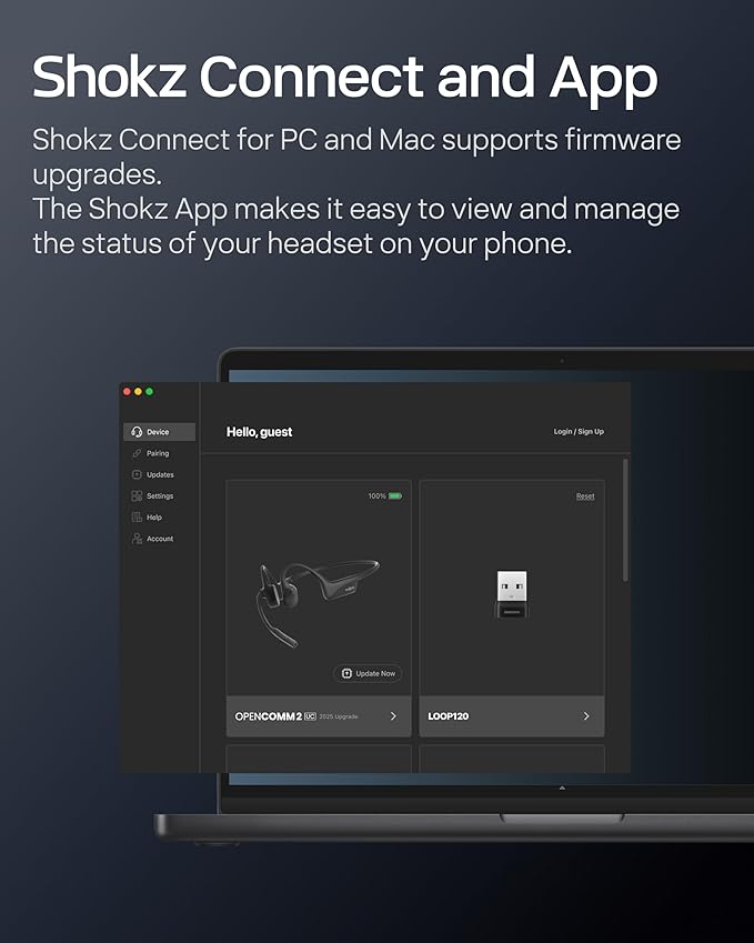 OpenComm2 UC 2025 Upgrade - Open-Ear Wireless Computer Headset with Boom Mic, Bone Conduction Bluetooth Stereo Headphones, USB-A Dongle Compatible with PC and Mac, Zoom Certified - C120UC