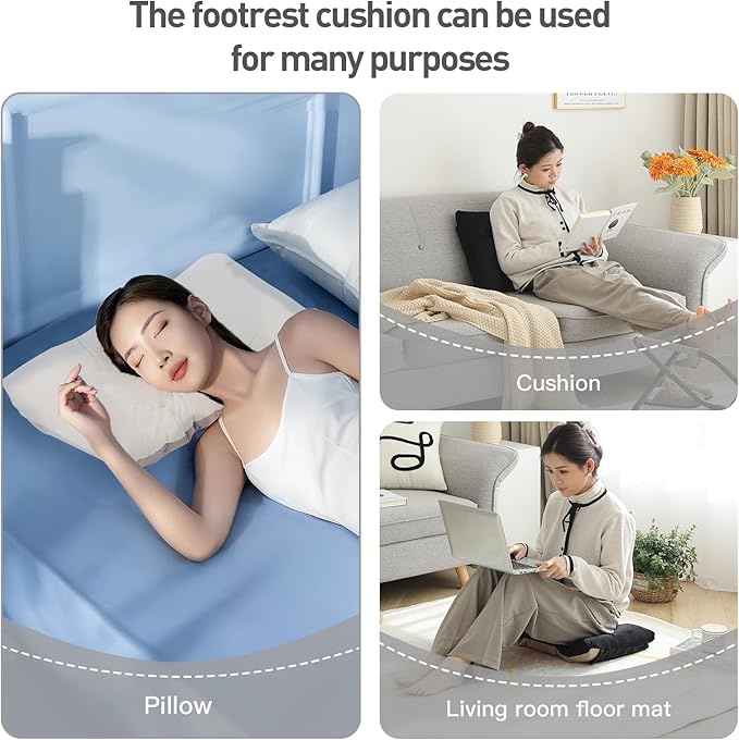 LITA Folding Footrest Stool, Portable Ottoman Foot Rest, Upholstered Small Foldable Ottoman with Detachable Thick Cotton Cushion Padded Sofa Stool for Living Room, Bedroom, Velvet Black Set