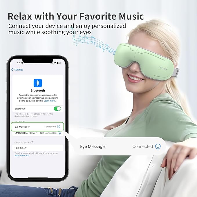 Electric Eye Massager with Heat & Music Smart Air Pressure Vibration Eye Mask Massage Blindout Foldable Heated Sleeping Mask Travel Portable Gift for Mom Dad Women Men