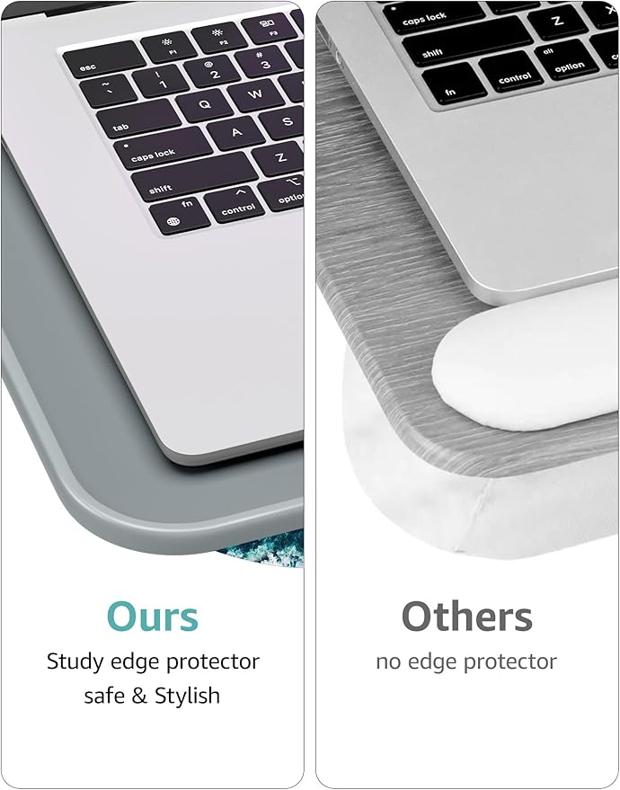 Lap Desk, Lap Desk with Cushion, Fits up to 15.6-inch Laptop, Pillow Designed, Portable Laptop Stand with Tray, Pad & Phone Holder, Home Office for Bed/Couch/Car/Reading/Writing, MillHome (S, Waves)