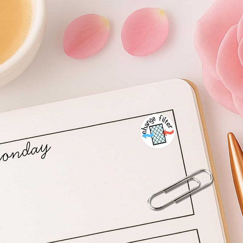 Change Filter Planner Stickers / 54 Fun Vinyl Stickers (1/2”) / AC Furnace HVAC Chores/Essential Productivity Life Planner Stickers/Bujo Bullet Journaling/Appointments (Matte Vinyl, 1 Sheet)