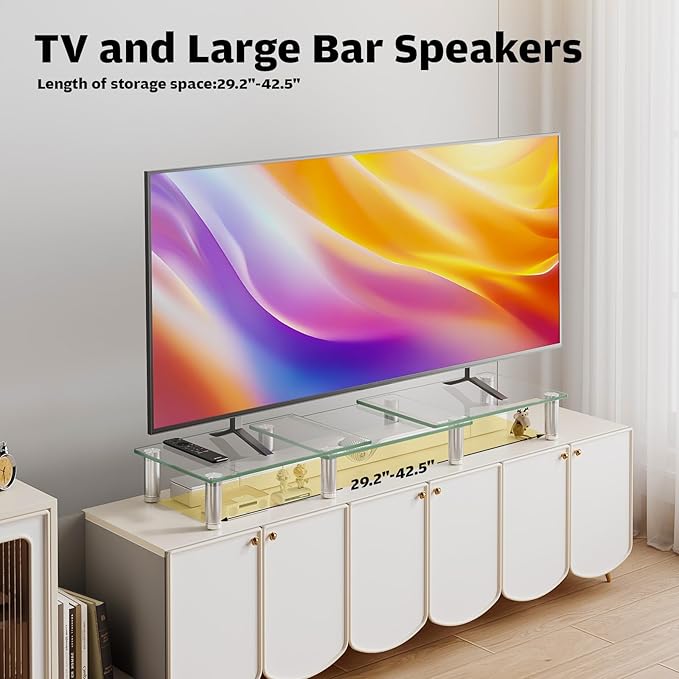 Hemudu Dual Monitor Stand -Adjustable Length and Angle Dual Monitor Riser, Desktop Organizer for PC, Computer, Laptop (Clear)