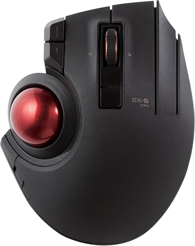 ELECOM Trackball Mouse Wireless, Ergonomic Mouse, 3 Device Connection, Wired (USB), Bluetooth, Track Ball Mouse, Thumb Control, Compatible for PC, Laptop, Mac, Windows, macOS, EX-G Pro (M-XPT1MRXBK)