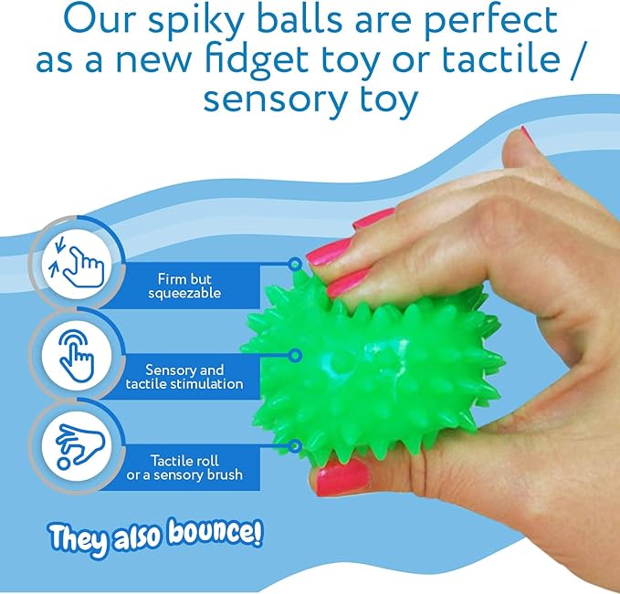 IMPRESA Spiky Fidget Balls - 10-Pack, Multicolor - Stress Ball & Squeeze Toy for Kids & Adults