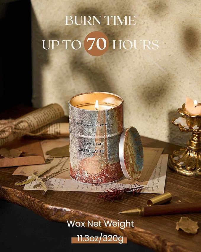 M&SENSE Caffe Latte Scented Candles Natural Non Toxic, Aromatherapy Candle for Stress Relief Meditation Relaxing, Housewarming Gifts for Women Men, 11.3oz 70 Hour Long Burning