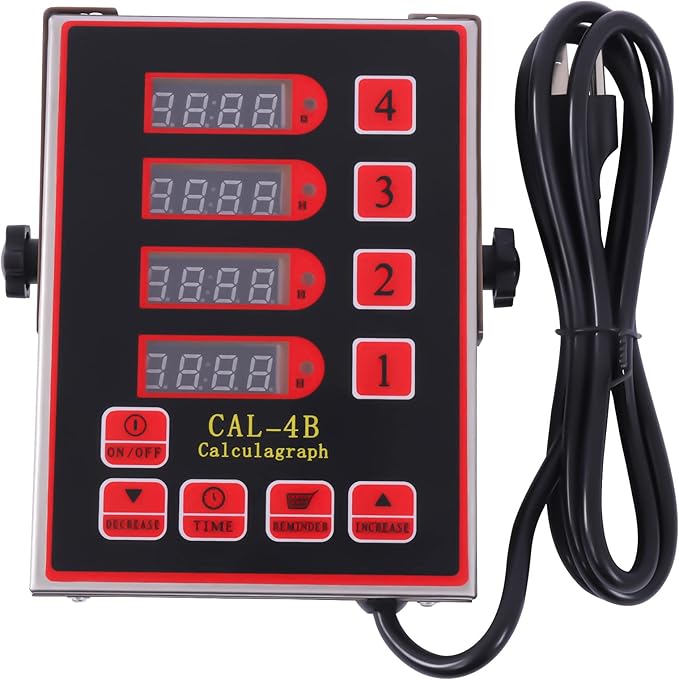 Commercial Digital Kitchen Timer Cooking Timer Reminder Stainless Steel Burger Bakery Restaurant Clock Loud Alarm LED Display Calculagraph Timer (4 Channel)